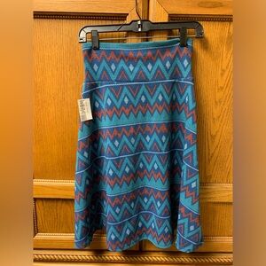 LuLaRoe Women's Azure A-Line Skirt Red/Blue Geometric - Size Small NWT